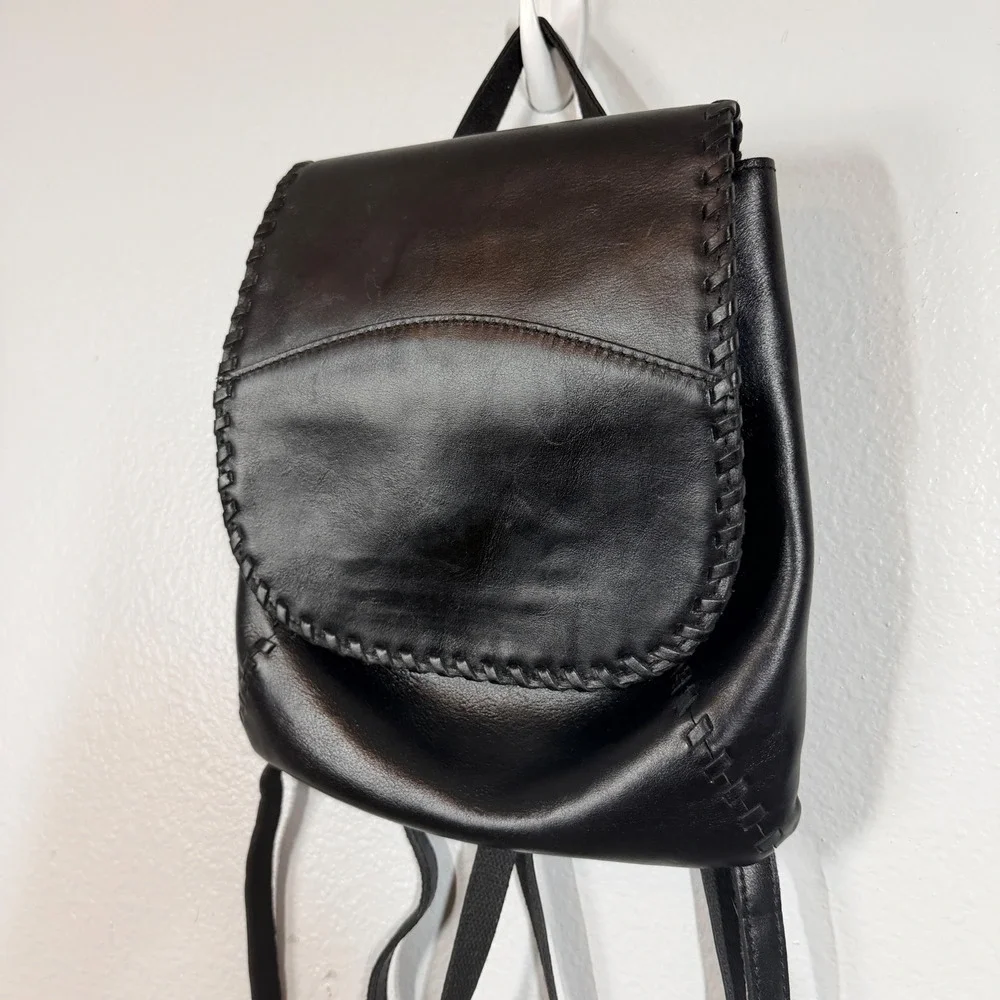 Patricia Nash Backpack Women's Black Leather KIMINA Whipstitch Boho Handcrafted